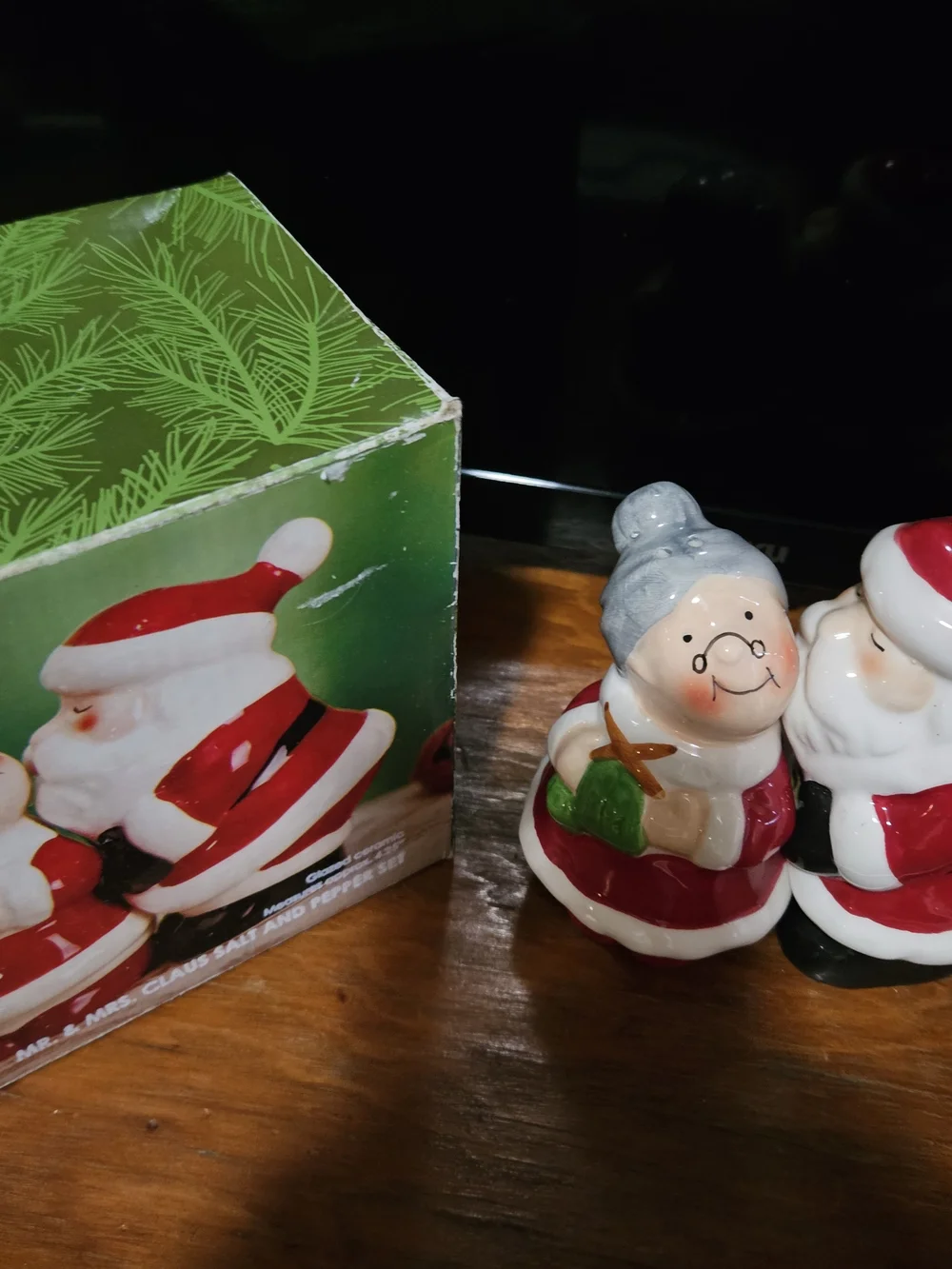 Festive Ceramic Mrs. Claus Salt and Pepper Shakers - Red and White